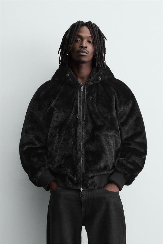 REVERSIBLE FAUX FUR BOMBER JACKET from Zara - $119