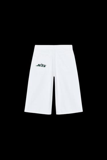 BERMUDA JORTS DENIM TRF BAGGY NFL JETS - Blanco de Zara