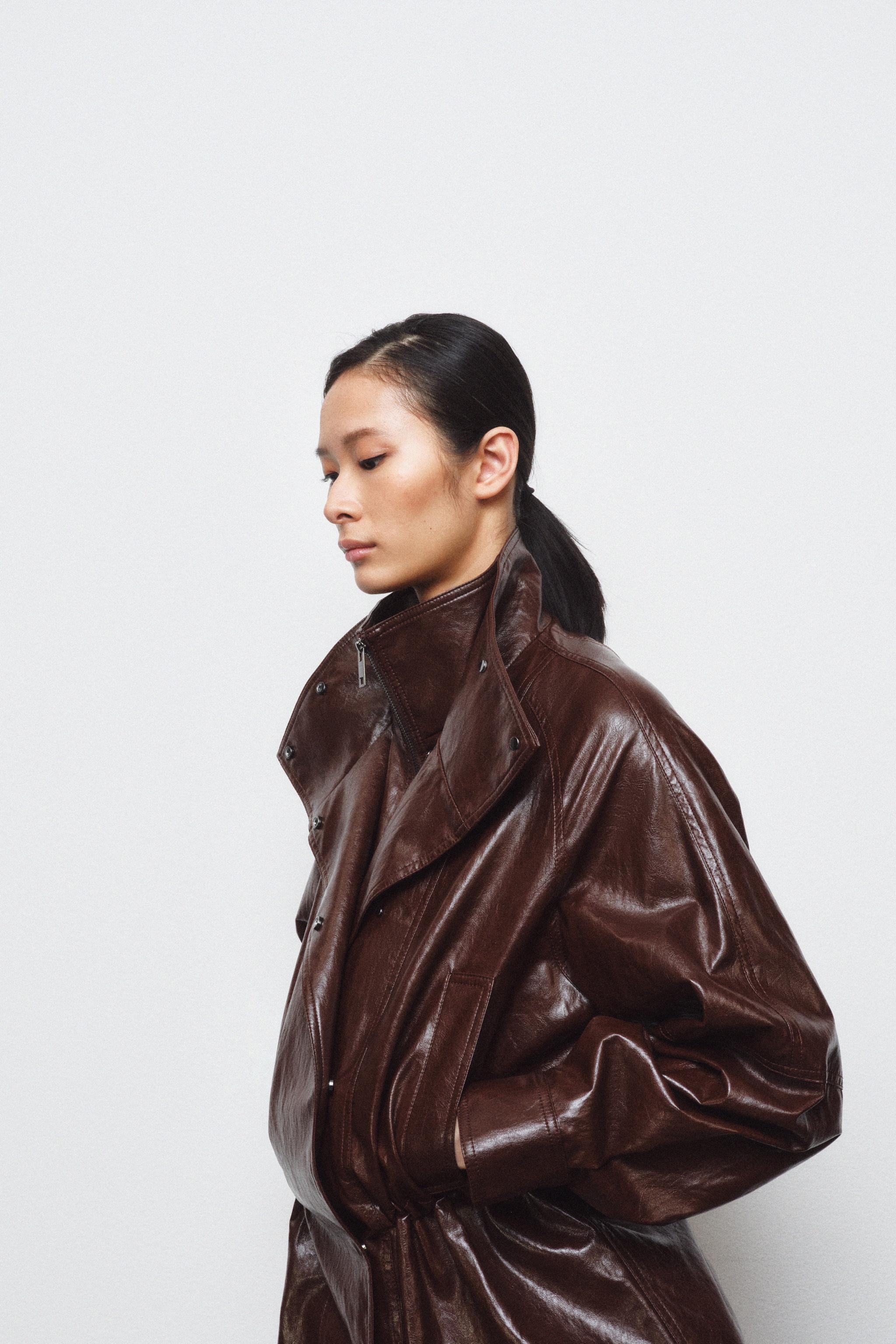 ZW COLLECTION フェイクレザージャケット - ブラウン | ZARA Japan / 日本