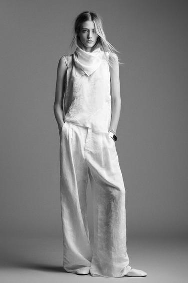 Zara ZW COLLECTION LIMITED EDITION JACQUARD TOP - White