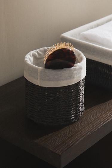 ROUND HAMPER WITH LINEN LINING - Brown by Zara