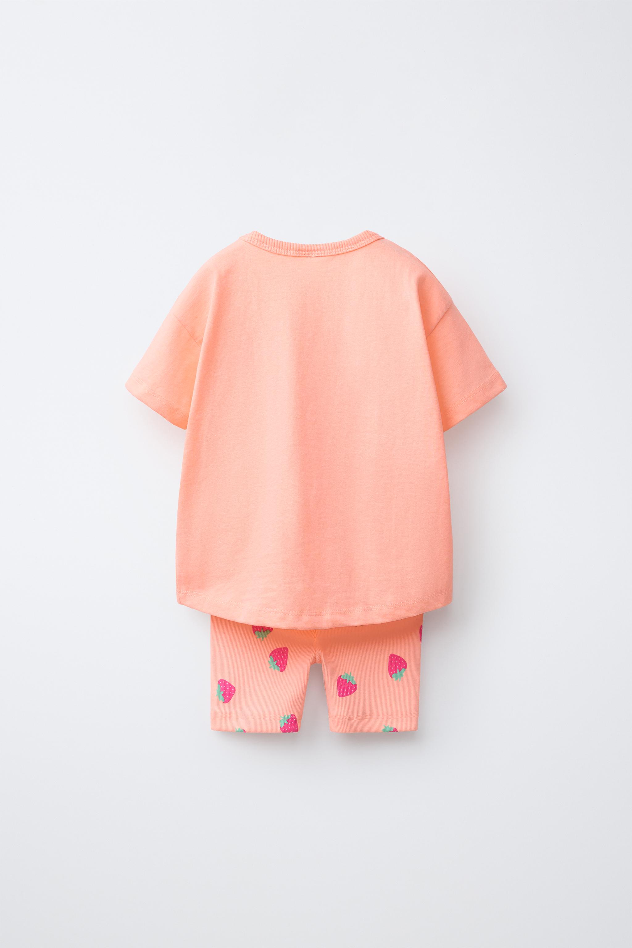 花柄Tシャツ＆サイクリングレギンスセット - オフホワイト | ZARA