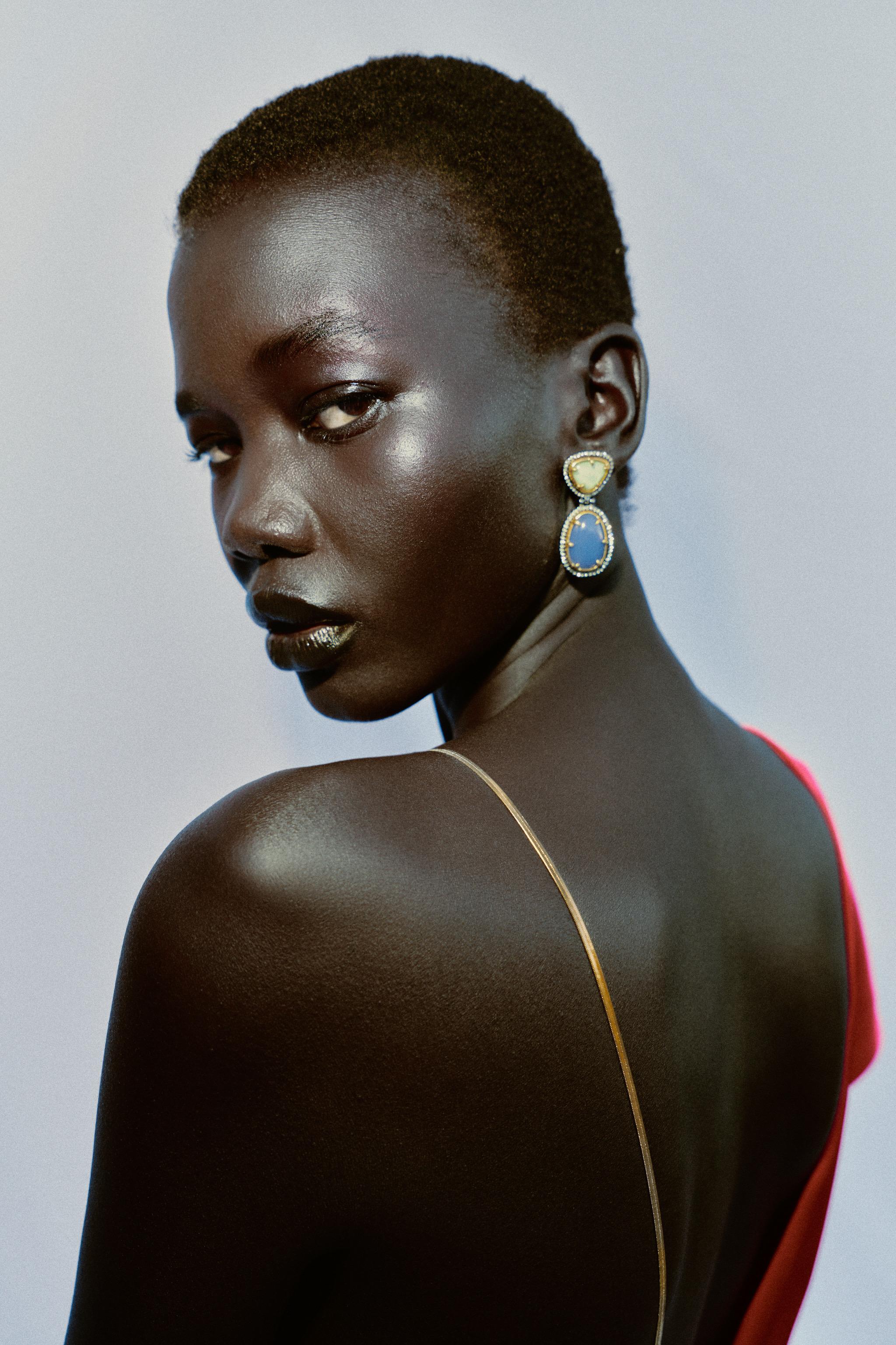 SHINY STONE EARRINGS — Anthracite grey