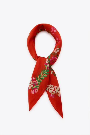 FOULARD EN COTON BRODÉ - Rouge de Zara - Image 3