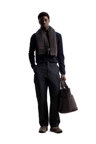 CANVAS CARGO TROUSERS - Dark navy by Zara - Image 0