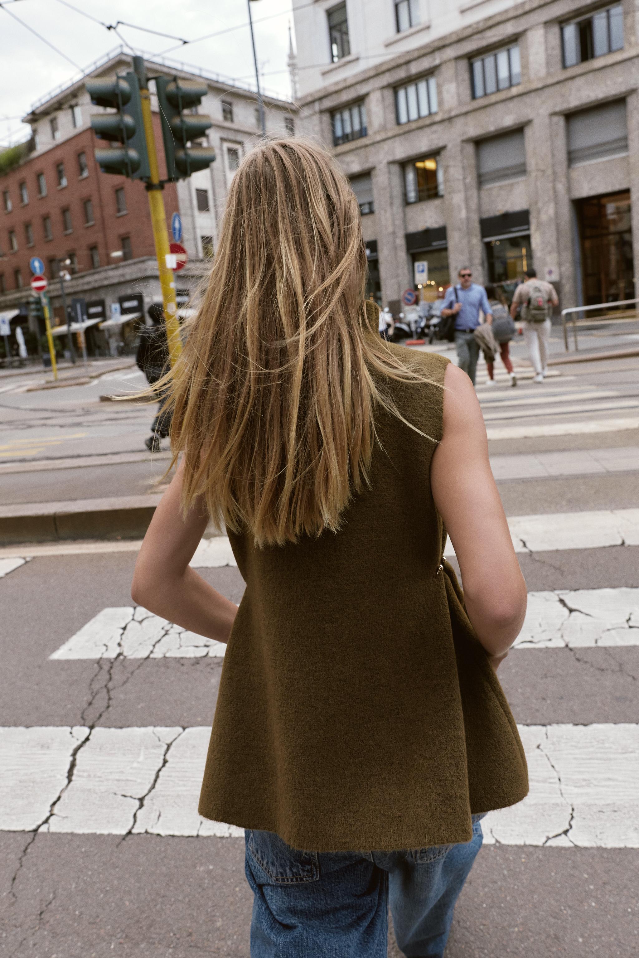 Shop Zara ASYMMETRIC KNIT TOP WITH SIDE APPLIQUÉS at Beverly