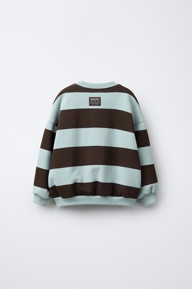 STRIPED SWEATSHIRT - Brown-Blue by Zara - Image 1