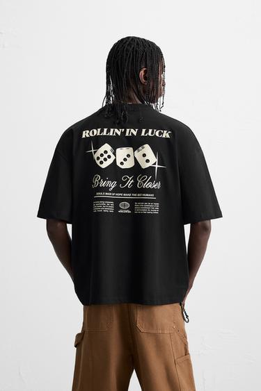 T-SHIRT IMPRIMÉ DÉS - Noir de Zara - Image 2