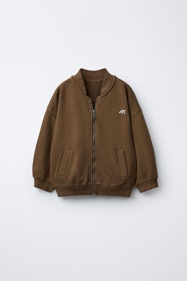 FLEECE LOGO BOMBER JACKET - Light brown by Zara