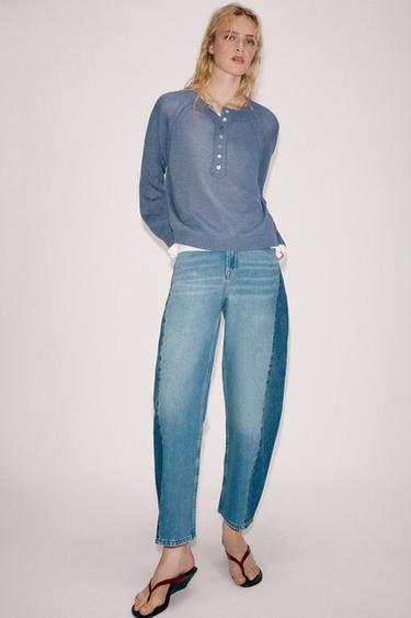 BUTTON KNIT JUMPER - Blue by Zara