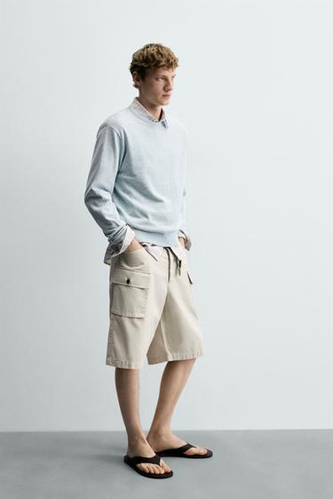 HAUT BOUTONNÉ EN MÉLANGE DE COTON - Bleu ciel de Zara - Image 3