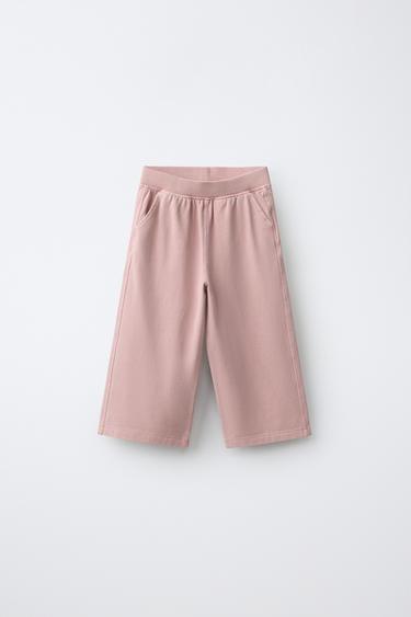 PLAIN WIDE-LEG TROUSERS - Beige-pink by Zara
