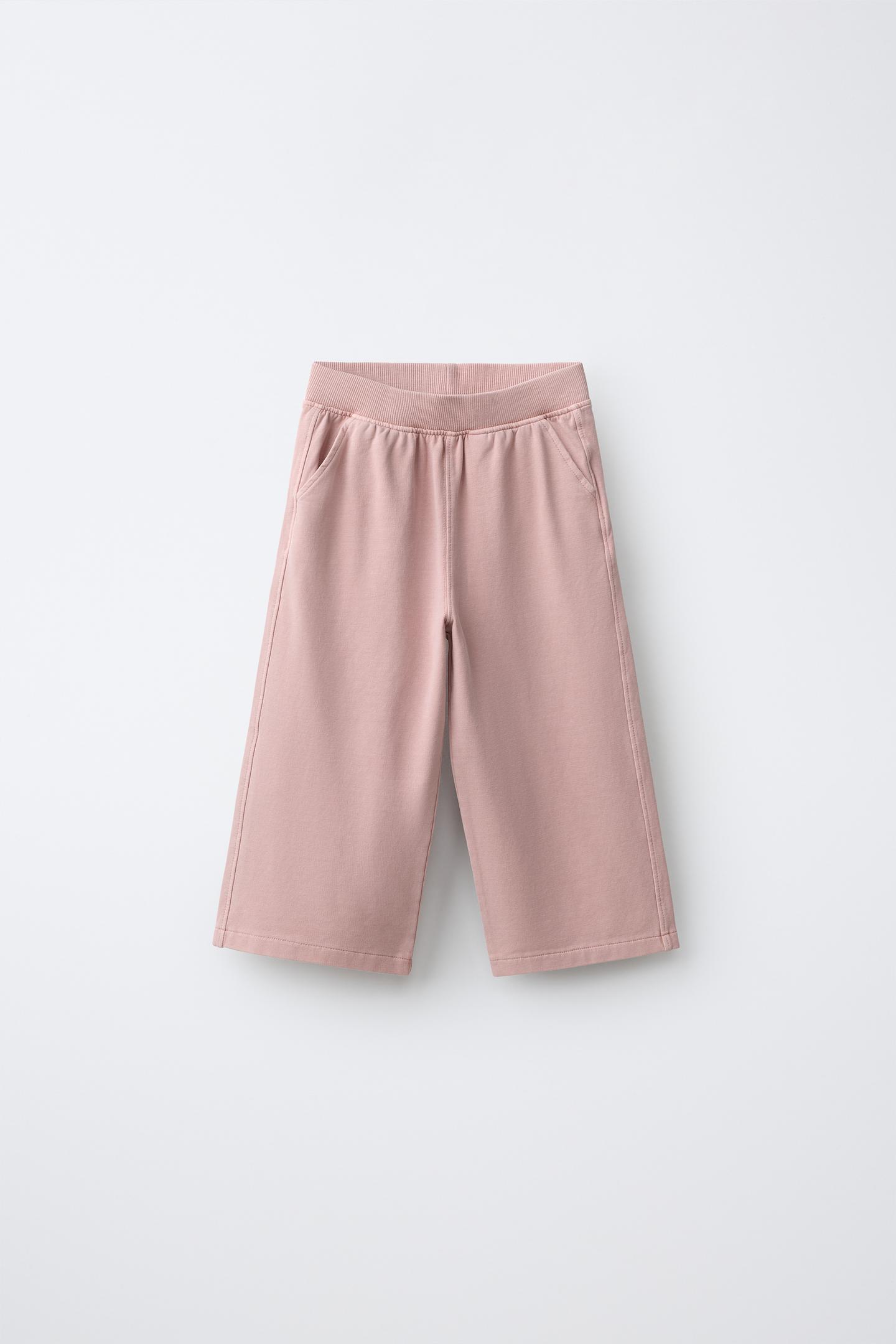 Детские брюки Zara Plain Wide-Leg, цвет: Бежевый розовый — фото 2