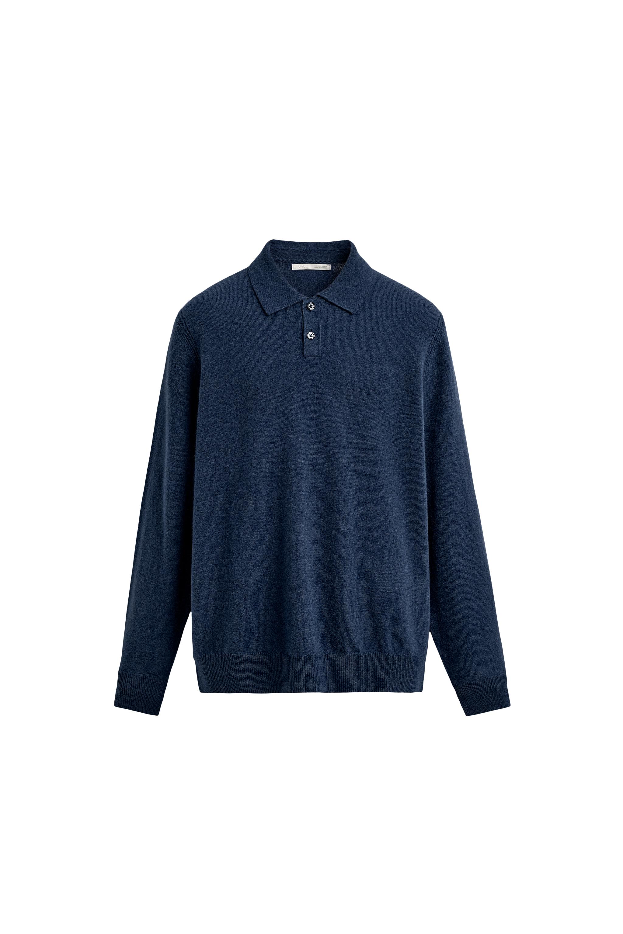 REGULAR FIT WOOL BLEND KNIT POLO SHIRT - Mid-blue | ZARA Canada