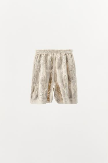 BEADED TEXTURED BERMUDA SHORTS - Ecru by Zara - Image 6