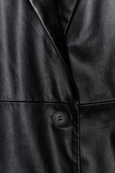MANTEAU EN MATIÈRE SYNTHÉTIQUE AVEC COL AMOVIBLE - Noir de Zara - Image 4