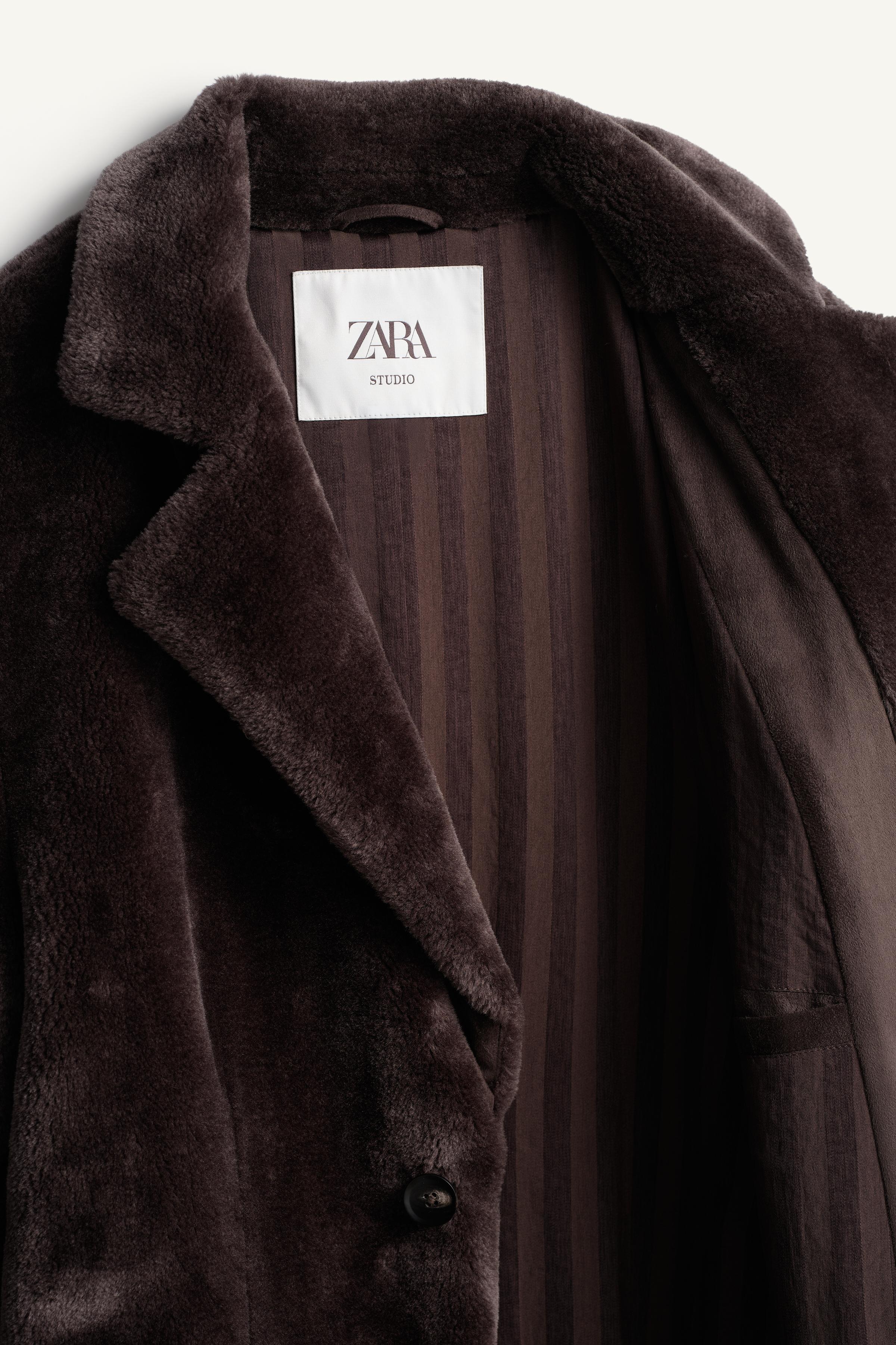 VESTE LONGUE RELAXED FIT EFFET FOURRURE