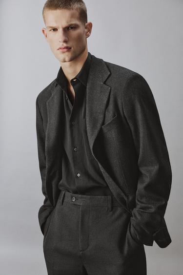 VISCOSE - HEMP SUIT BLAZER - Black by Zara - Image 4