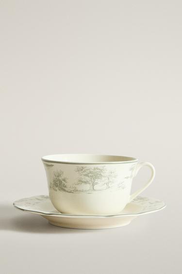 TOILE PORCELAIN TEACUP AND SAUCER - رمادي الخاص بـ Zara - صورة 0
