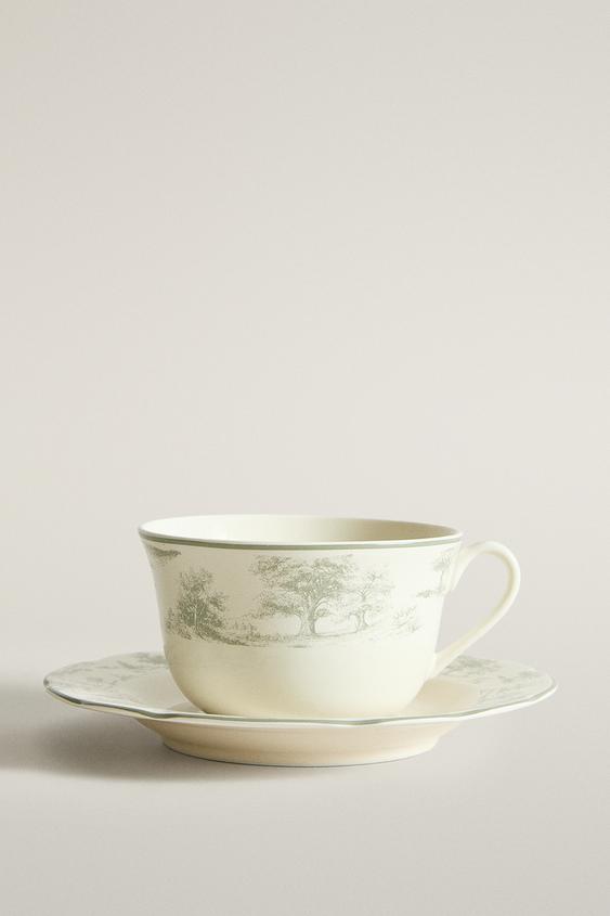 TOILE PORCELAIN TEACUP AND SAUCER - رمادي الخاص بـ Zara - صورة 0