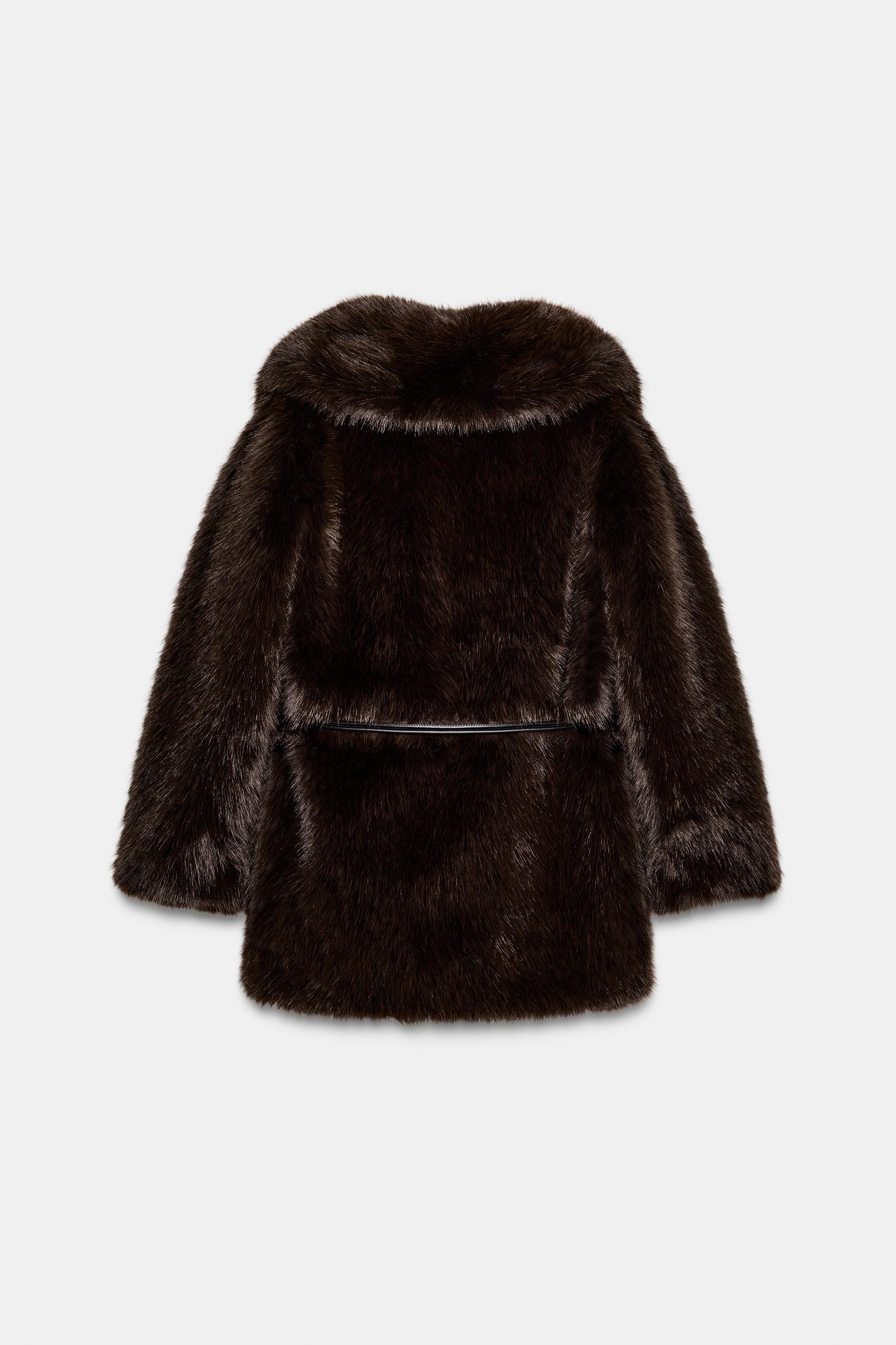 FAUX FUR COAT WITH BELT