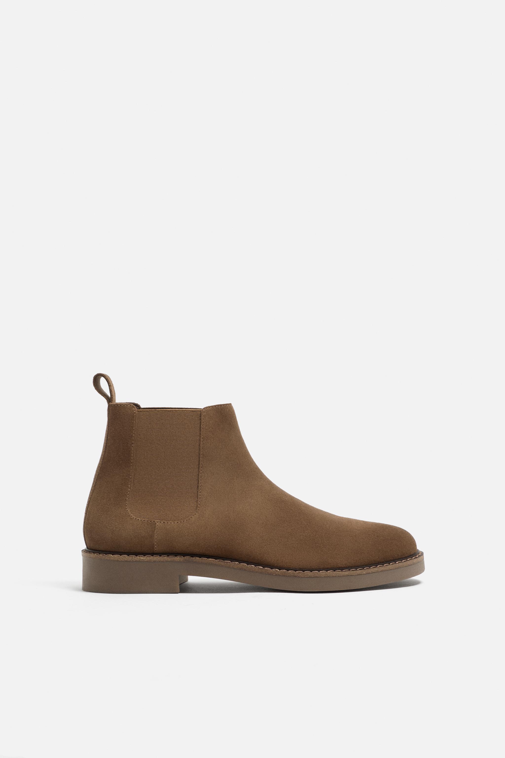 LEATHER CHELSEA BOOTS Sand Brown ZARA India1