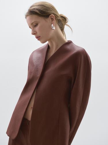 Zara V-neck blazer - Studio - Brown