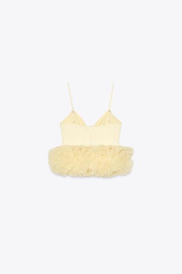 STRETCH TULLE TOP WITH VOLUMINOUS HEM - Yellow de Zara - Image 5