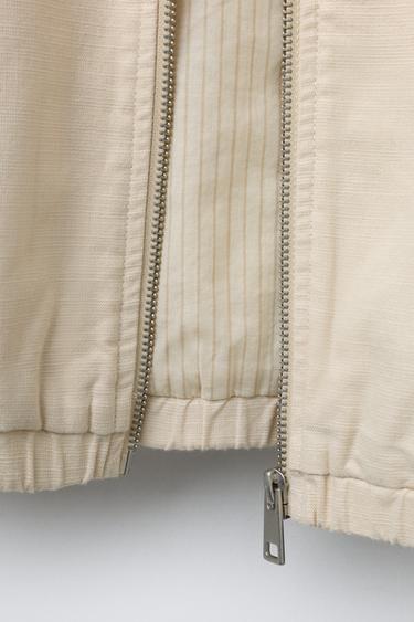 COTTON LINEN BOMBER JACKET - Sand by Zara - Image 3