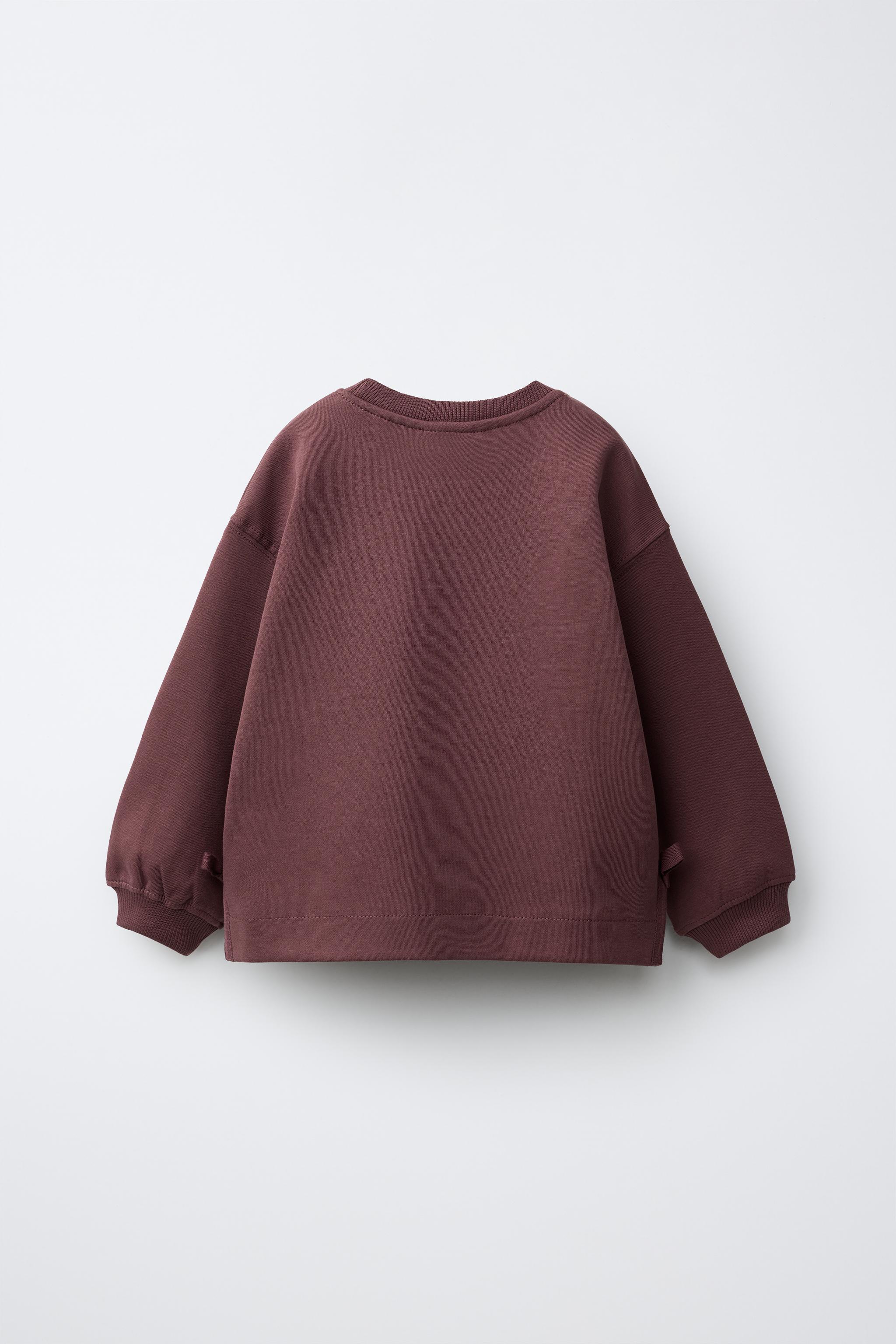 INTERLOCK BOW AND HEART SWEATSHIRT — Chocolate