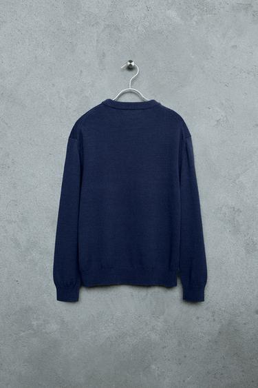 STORIESZ - JERSEY PUNTO CON ALGODÓN Y LINO - Azulón de Zara