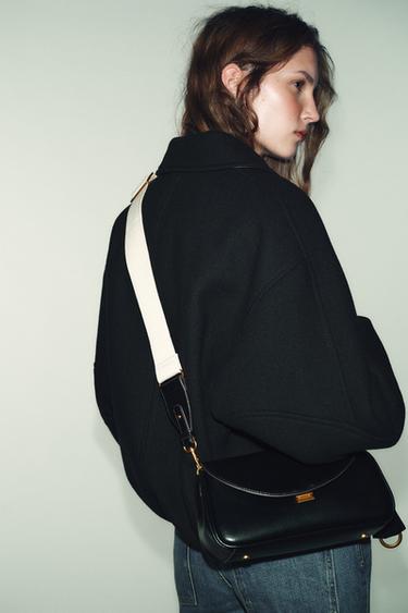 Zara LONG CROSSBODY BAG - Black - Image 0