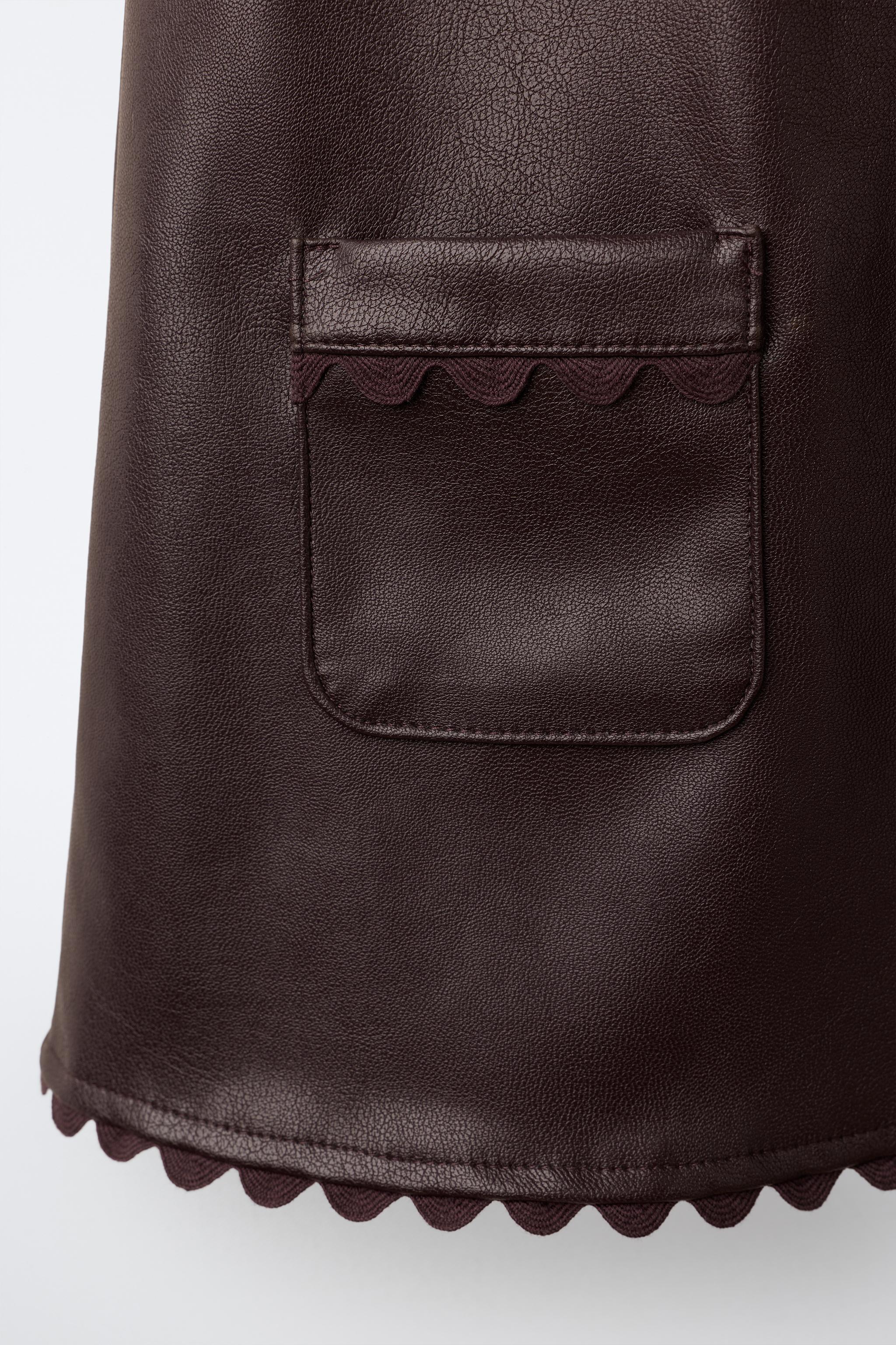 Детские платья Zara FAUX LEATHER RIC-RAC PINAFORE DRESS — фото 4