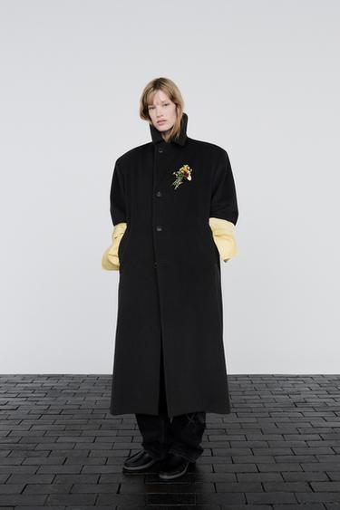 CONTRAST LONG COAT — Anthracite Gray 1