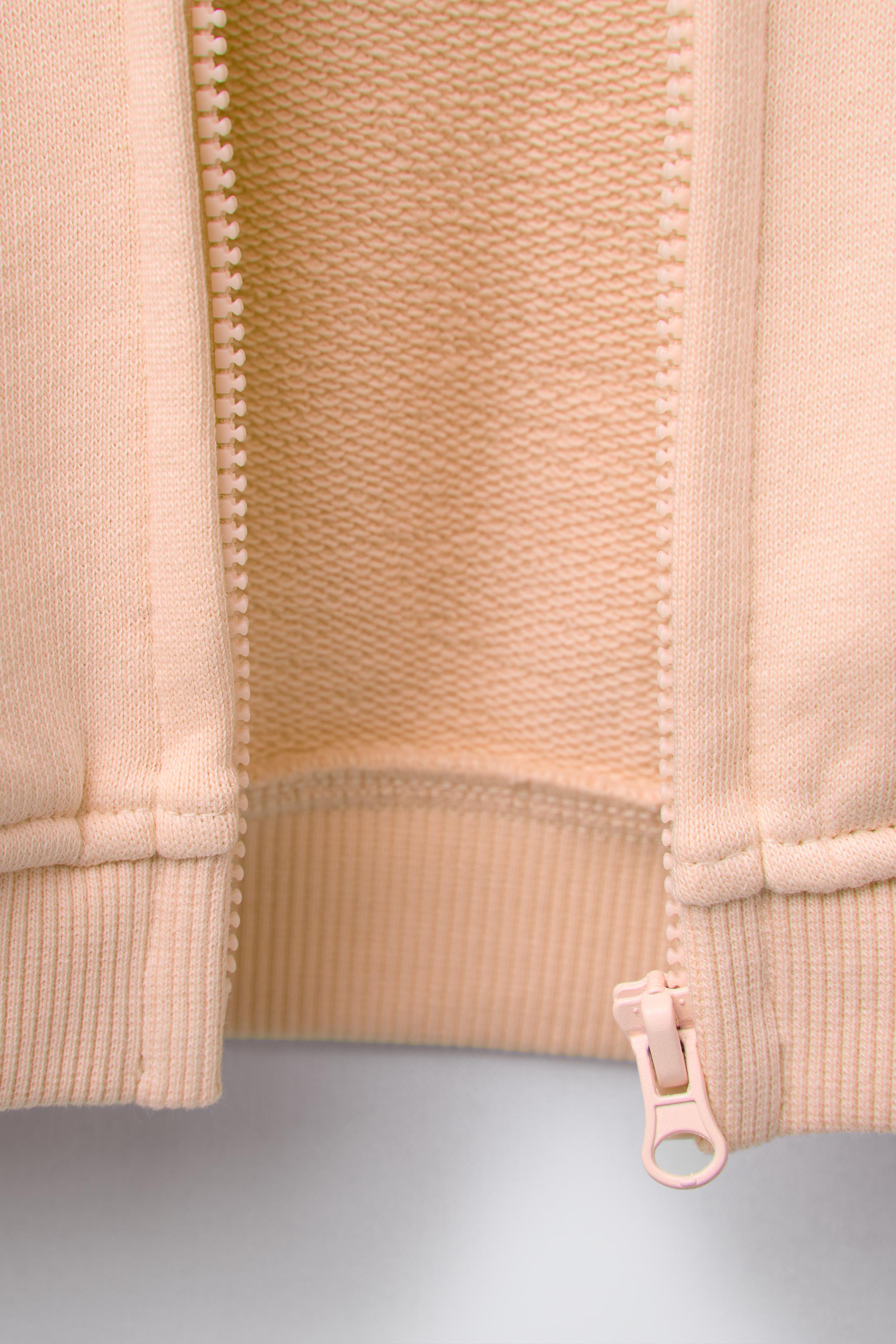 BASIC EMBROIDERED ZIP-UP SWEATSHIRT - Tangerine | ZARA
