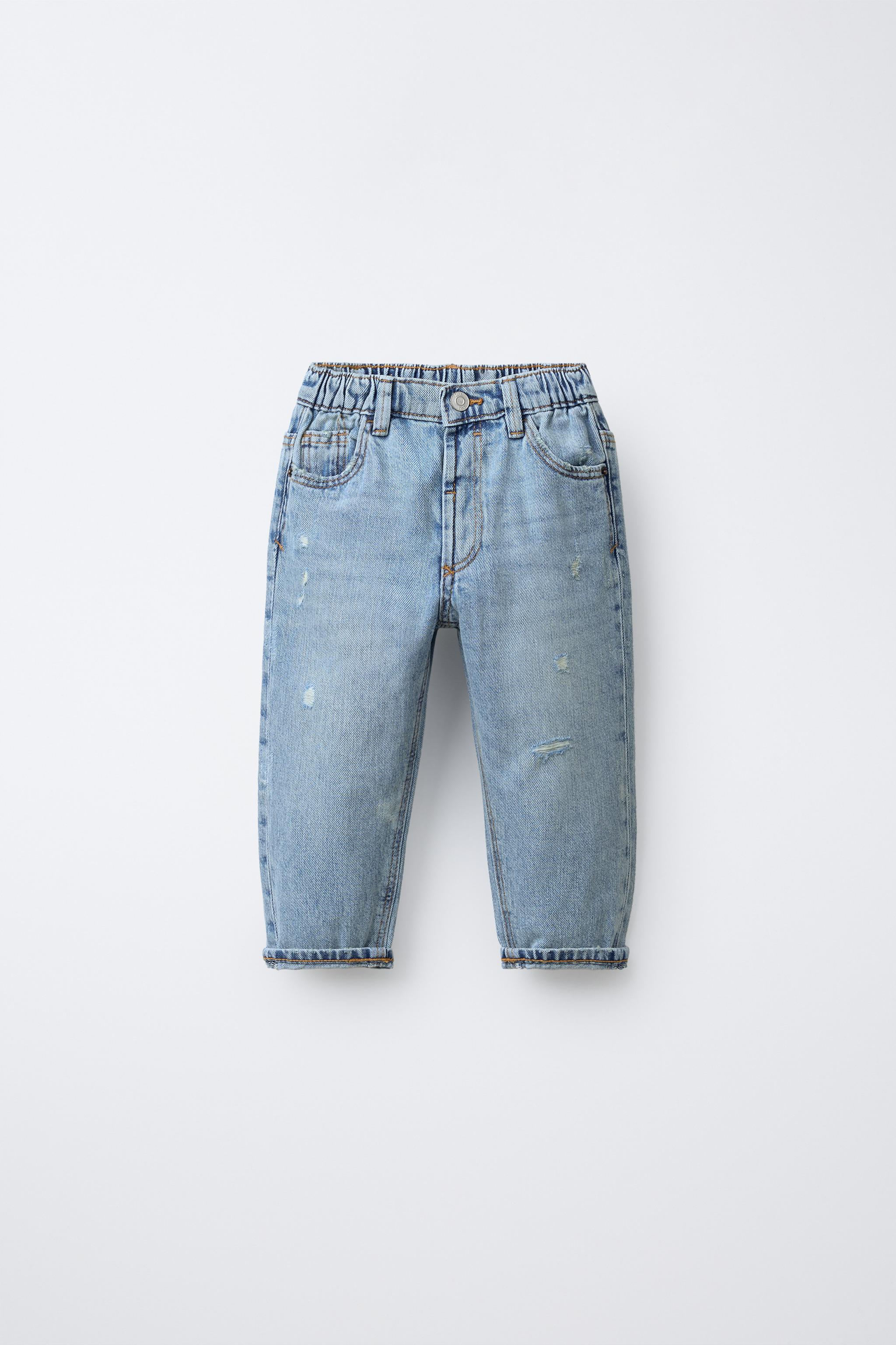 00s リメイク ダメージ加工 バギーデニム ダメージ加工バギーローライズデニムパンツ - ブルー | ZARA Japan / 日本