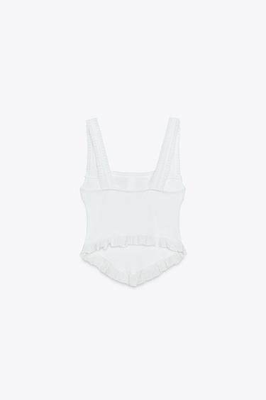 TOP WITH EMBELLISHED TRIM - White by Zara - Image 5