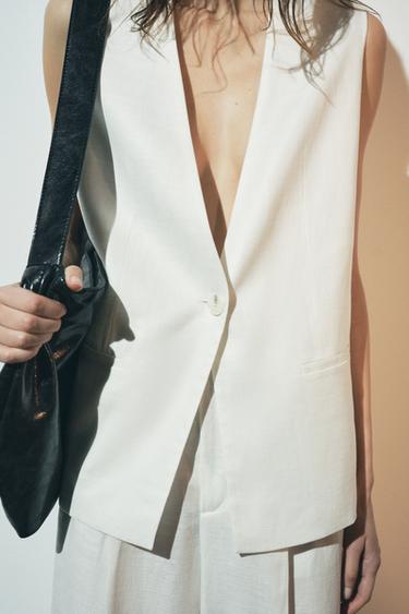 Zara V-NECK VEST ZW COLLECTION - Ecru