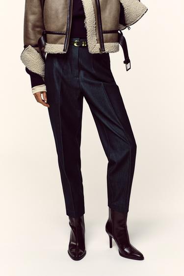 HIGH-WAIST TROUSERS WITH BELT - Indigo by Zara - Image 1