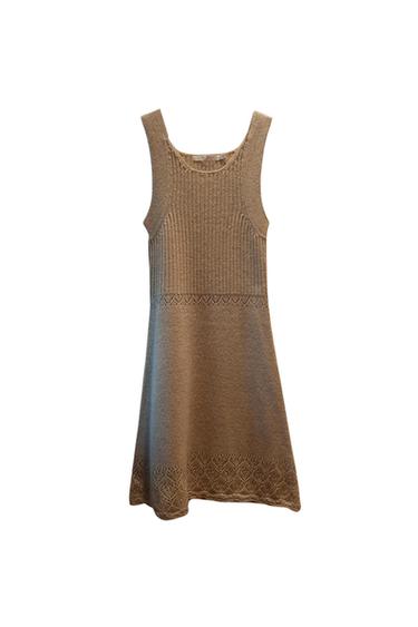 VESTIDO LANA JASPEADO DESTELLOS HILO DORADO