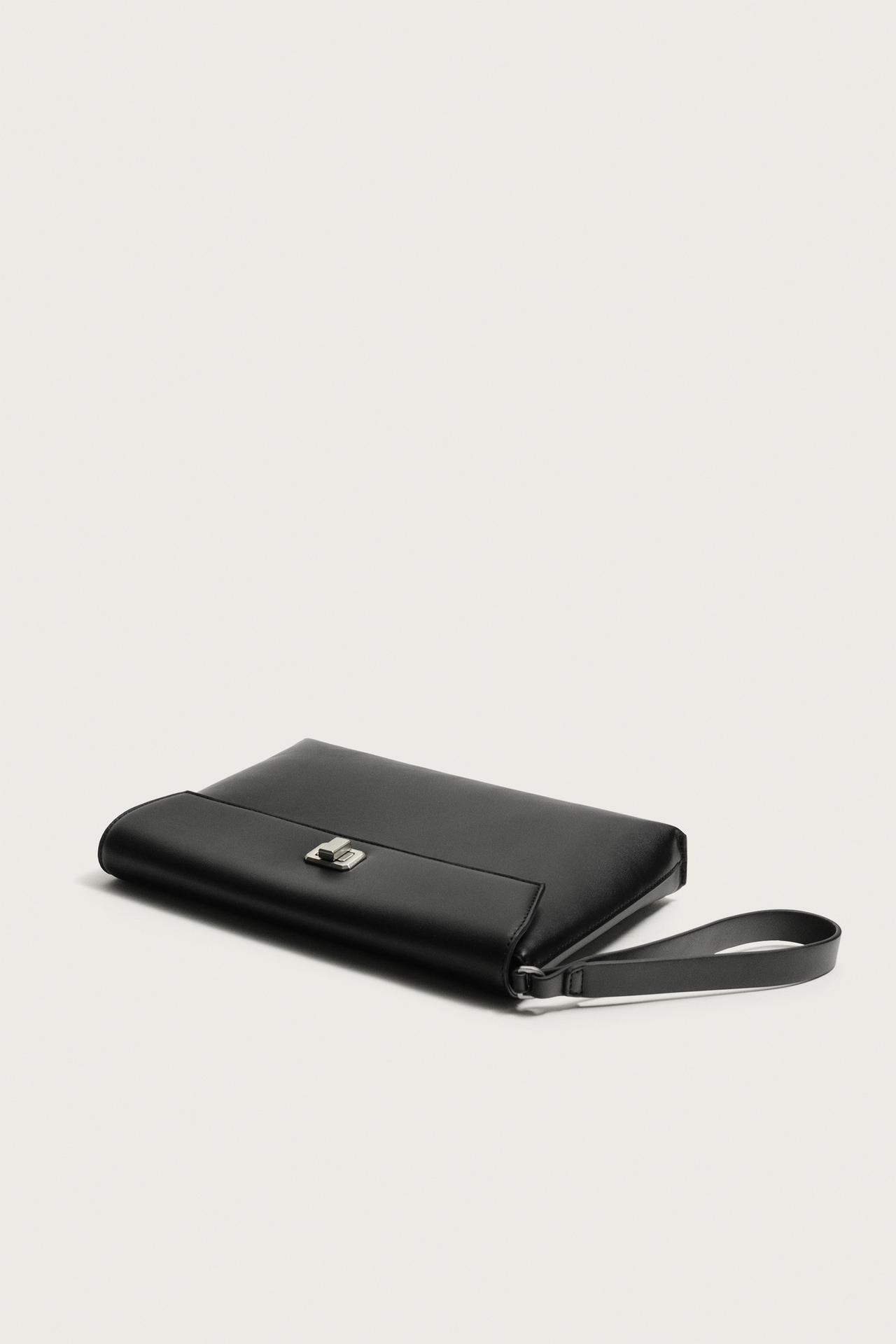 METAL CLOSURE ENVELOPE BAG — Black