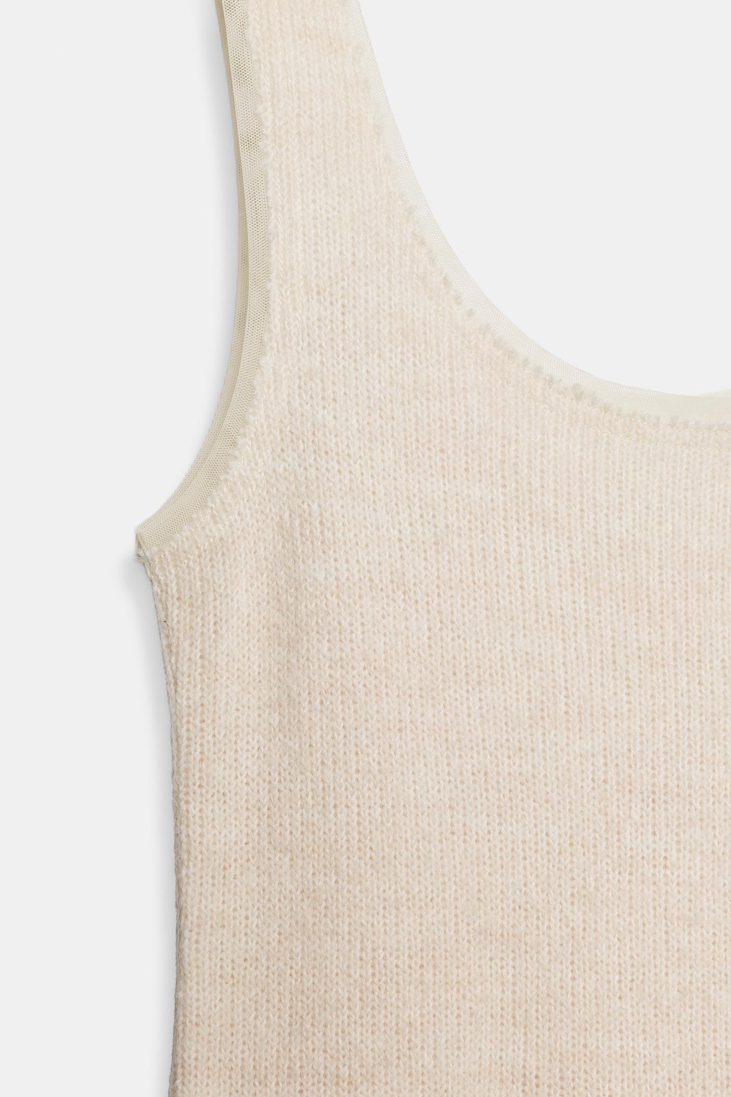 Женский топ Zara Combination Top, цвет: Экрю — фото 9