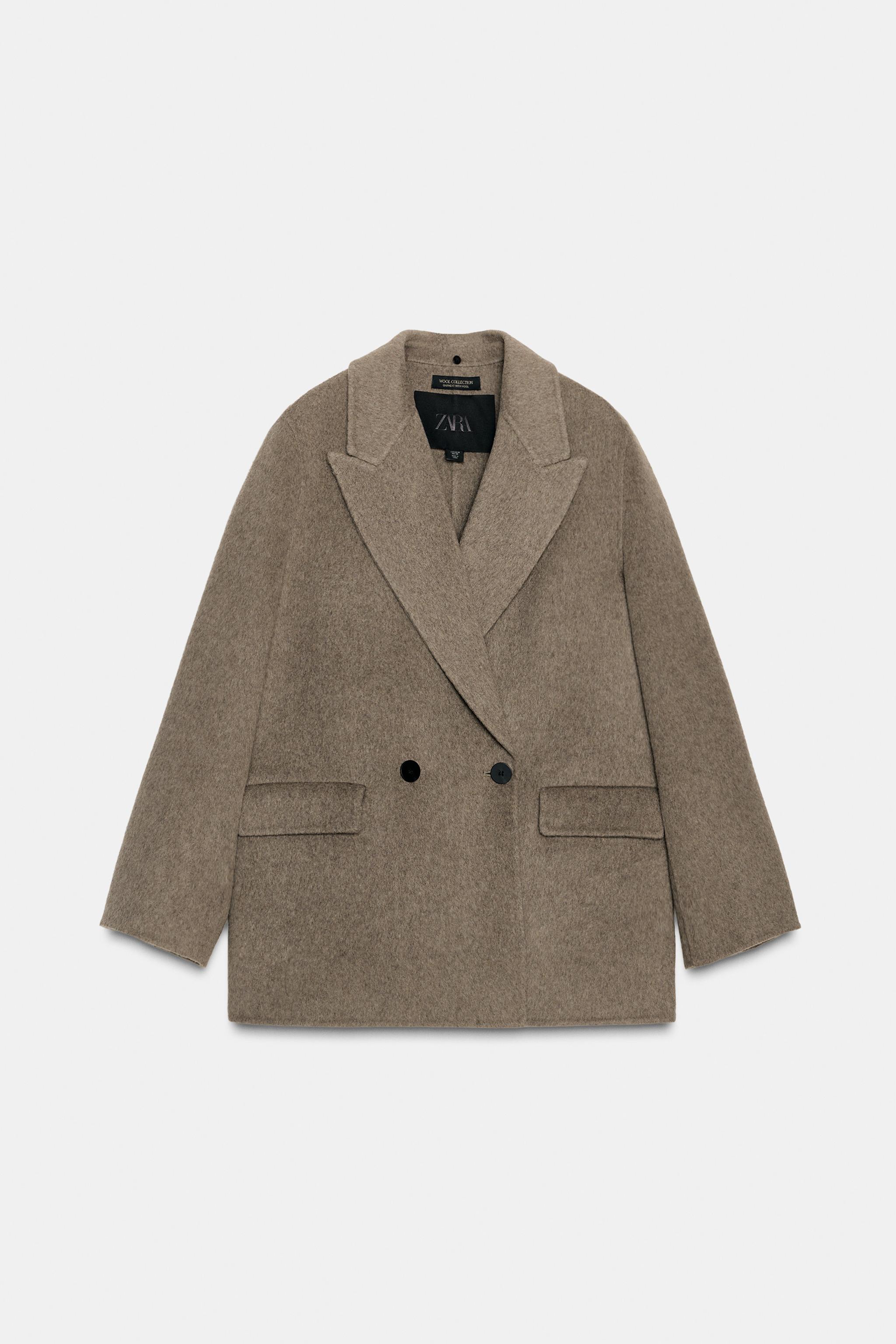 WOOL BLEND BLAZER WITH FAUX FUR COLLAR ZW COLLECTION