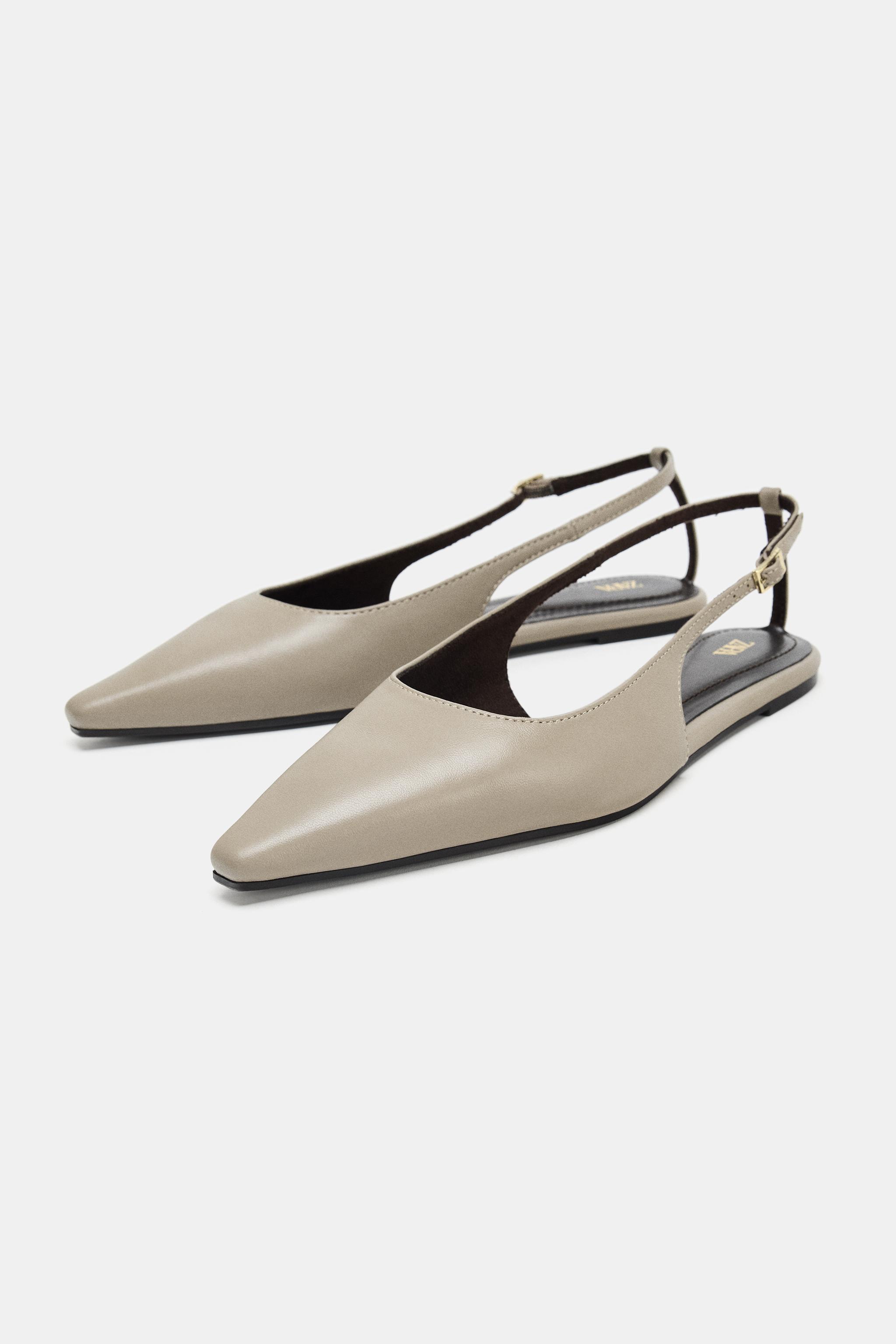 レザー スリングバックシューズ - トープグレー | ZARA Japan / 日本