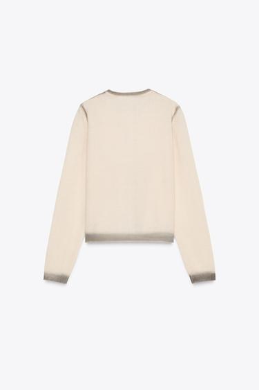 OMBRE PRINT KNIT CARDIGAN - Ecru by Zara - Image 6