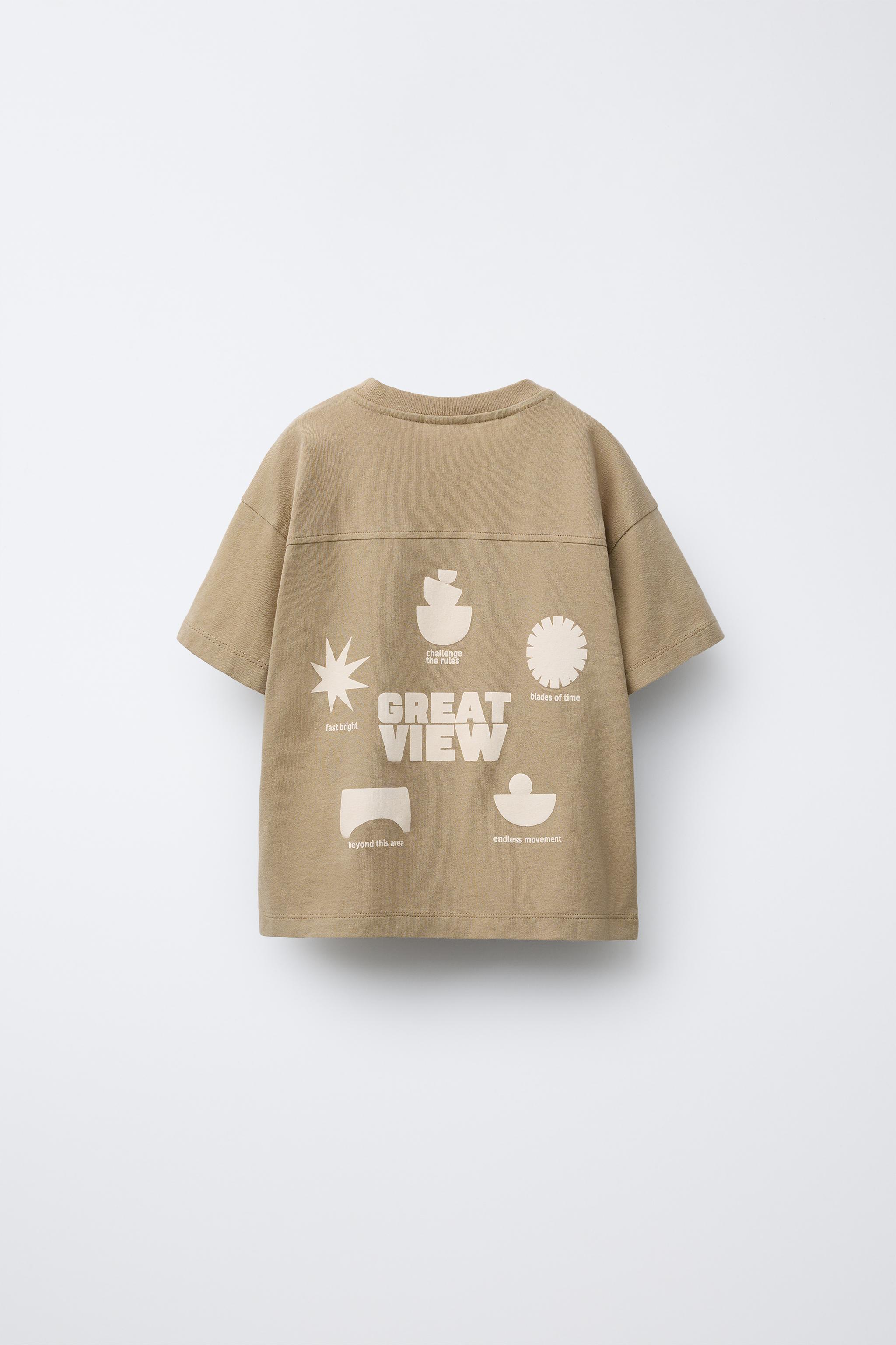 プリント柄後染めTシャツ - ゴールデンブラウン | ZARA Japan
