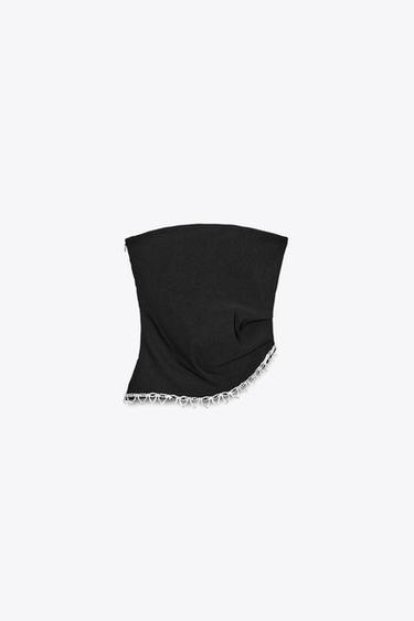 TOP STRAPLESS JOYAS - Negro de Zara