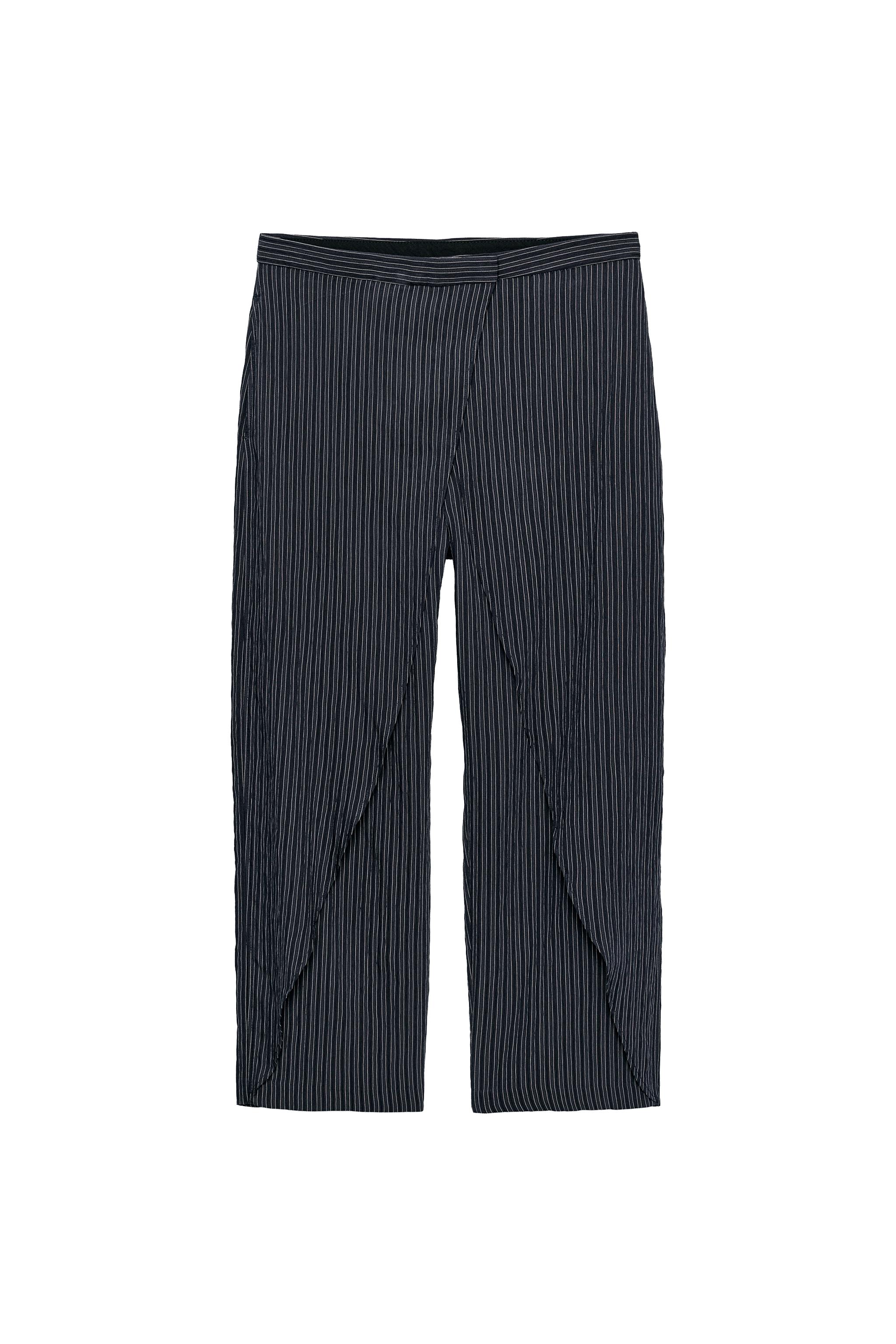 ZARA - ZARA新品 ZW COLLECTION STRIPED PAREO PANTS - Navy blue | ZARA United States