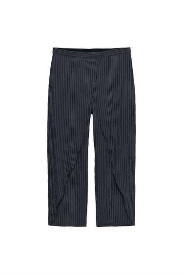 PANTALÓN PAREO RAYAS ZW COLLECTION - Marino de Zara