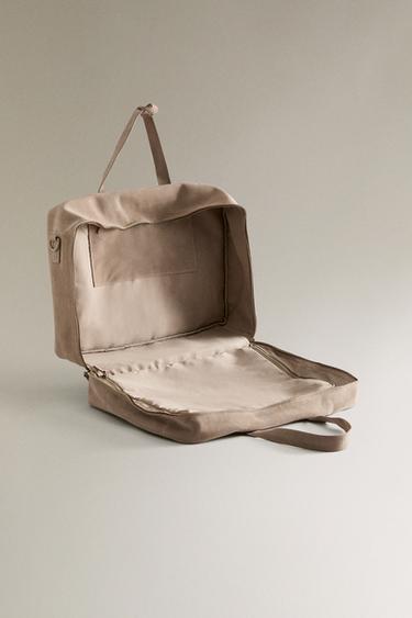SAC DE VOYAGE CROÛTE DE CUIR - Blanc écru de Zara - Image 4